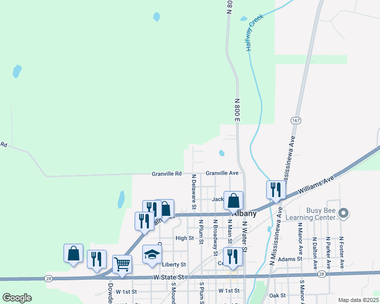 map of restaurants, bars, coffee shops, grocery stores, and more near 1012 North Delaware Street in Albany