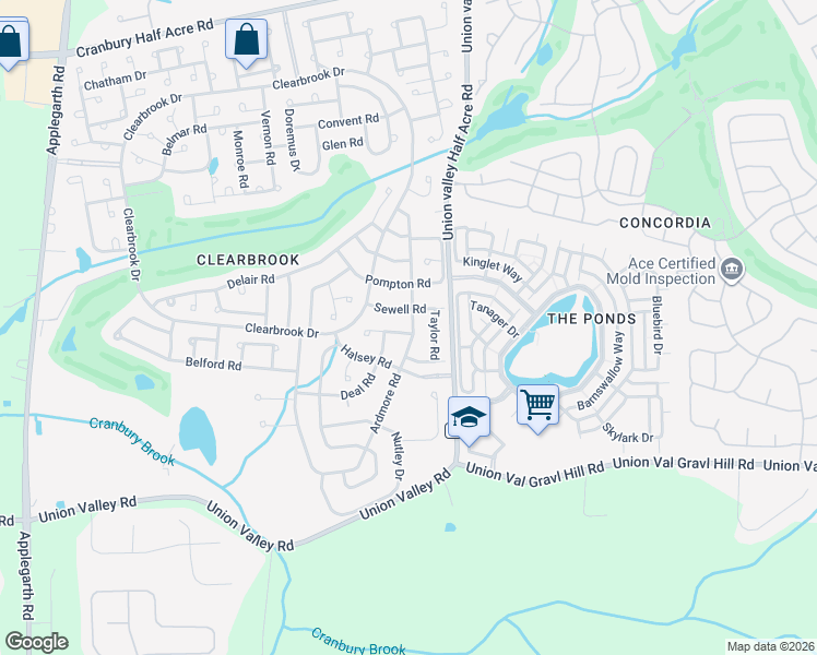 map of restaurants, bars, coffee shops, grocery stores, and more near 813A Deal Road in Monroe Township