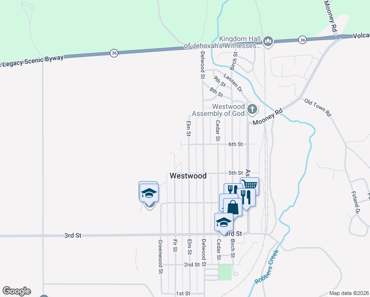 map of restaurants, bars, coffee shops, grocery stores, and more near 6th Street in Westwood