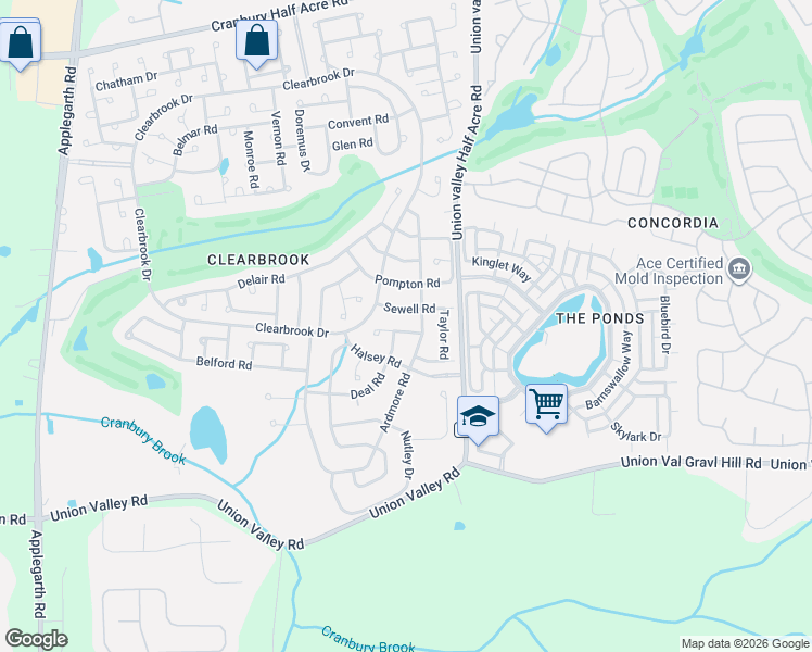 map of restaurants, bars, coffee shops, grocery stores, and more near 812A Sewell Road in Monroe Township