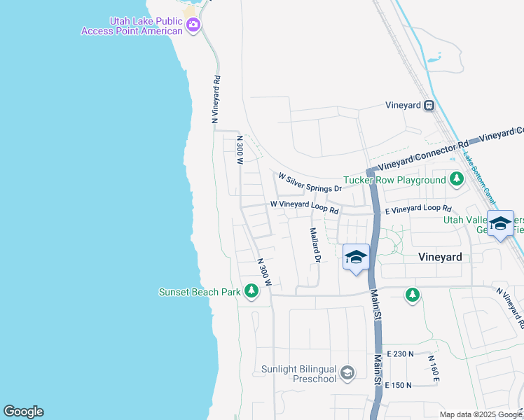 map of restaurants, bars, coffee shops, grocery stores, and more near 268 West Vineyard Loop Road in Orem