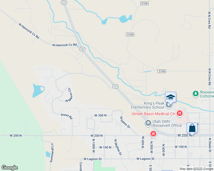 map of restaurants, bars, coffee shops, grocery stores, and more near 851 Club House Drive in Roosevelt