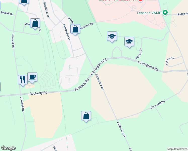 map of restaurants, bars, coffee shops, grocery stores, and more near in Lebanon County