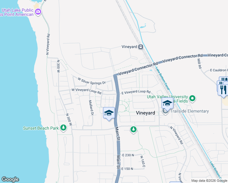 map of restaurants, bars, coffee shops, grocery stores, and more near 27 West Seasons Drive in Vineyard