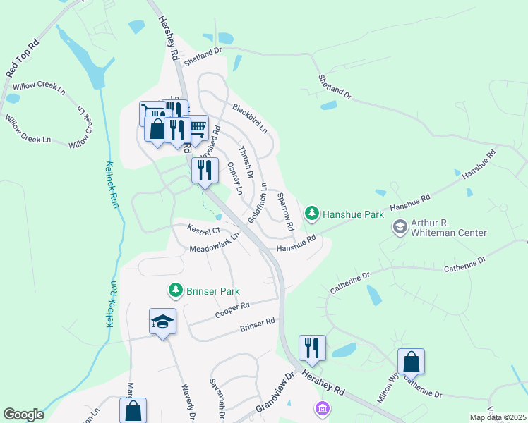 map of restaurants, bars, coffee shops, grocery stores, and more near 101 Oriole Court in Hummelstown