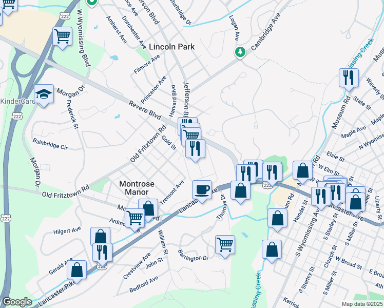 map of restaurants, bars, coffee shops, grocery stores, and more near 1 Parkside Avenue in Reading