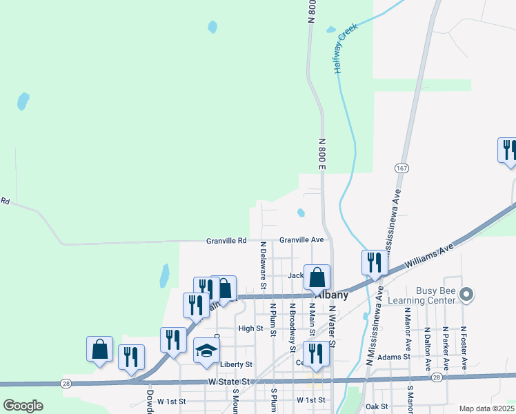 map of restaurants, bars, coffee shops, grocery stores, and more near 1012 North Delaware Street in Albany