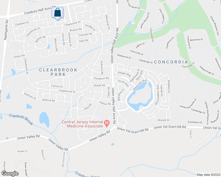 map of restaurants, bars, coffee shops, grocery stores, and more near 845B Taylor Road in Monroe Township