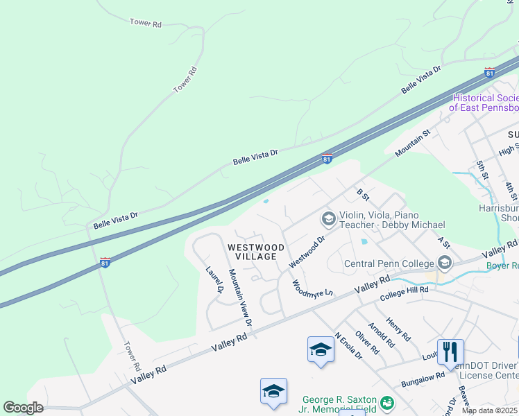 map of restaurants, bars, coffee shops, grocery stores, and more near 63 Crooked Drive in Enola