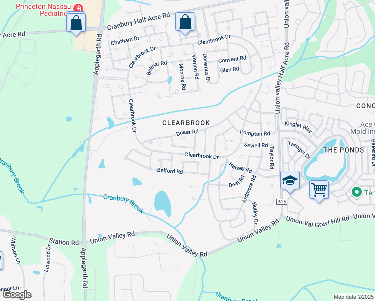 map of restaurants, bars, coffee shops, grocery stores, and more near 482 Fairton Drive in Monroe Township
