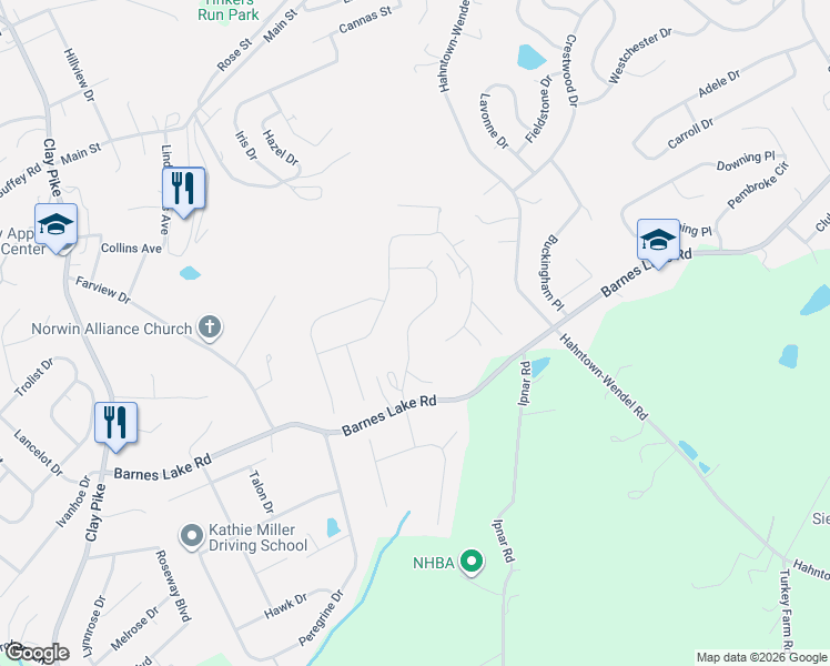 map of restaurants, bars, coffee shops, grocery stores, and more near 7699 Dominick Drive in Irwin