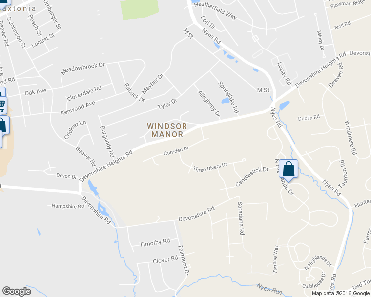 map of restaurants, bars, coffee shops, grocery stores, and more near 5978 Camden Drive in Harrisburg