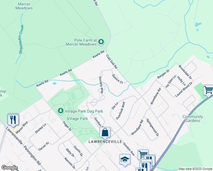 map of restaurants, bars, coffee shops, grocery stores, and more near 24 Cypress Court in Trenton