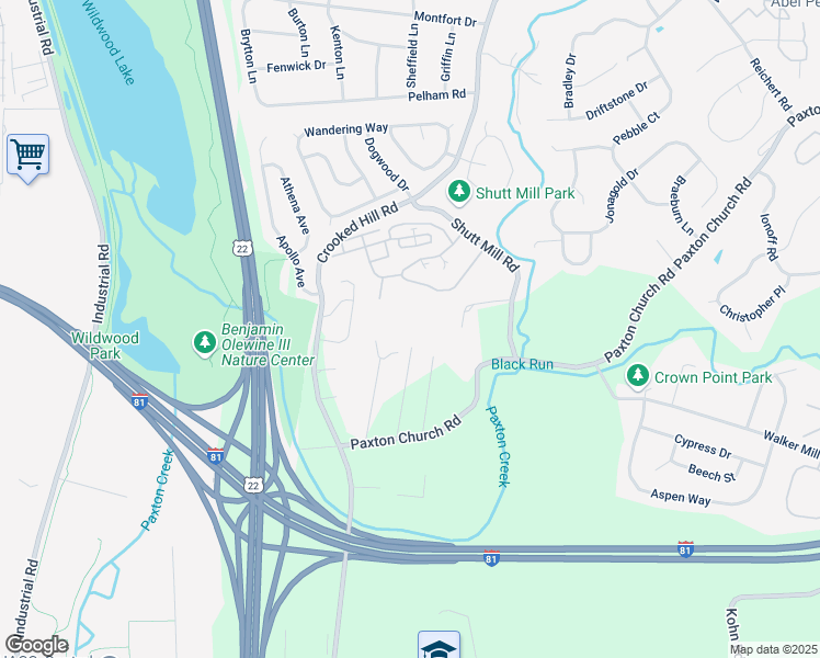 map of restaurants, bars, coffee shops, grocery stores, and more near 1206 Paxton Church Road in Harrisburg