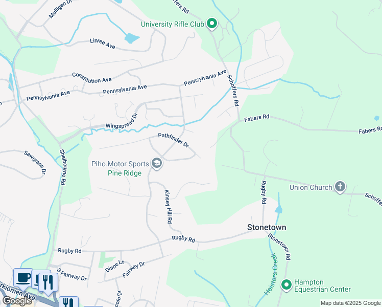 map of restaurants, bars, coffee shops, grocery stores, and more near 455 Northview Road in Birdsboro