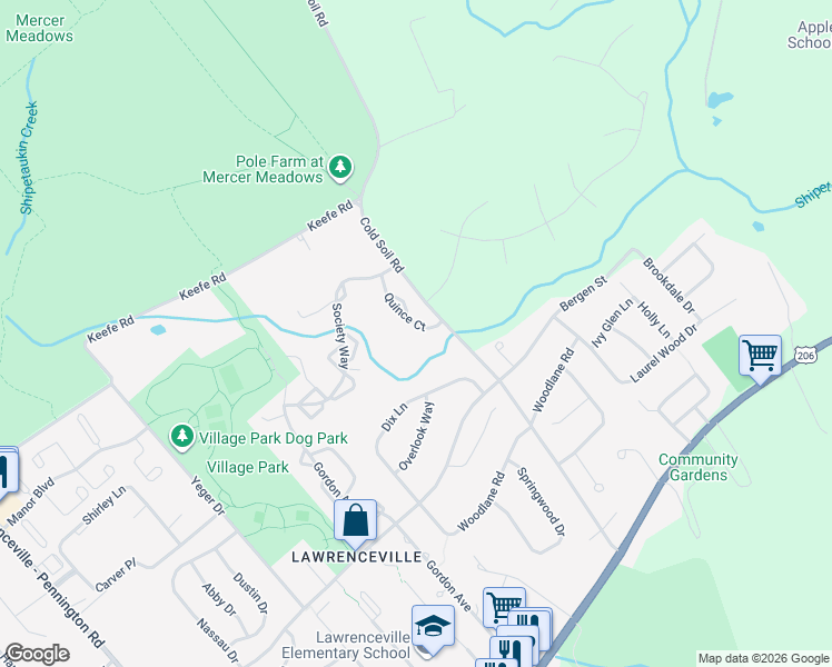 map of restaurants, bars, coffee shops, grocery stores, and more near 23 Quince Court in Trenton