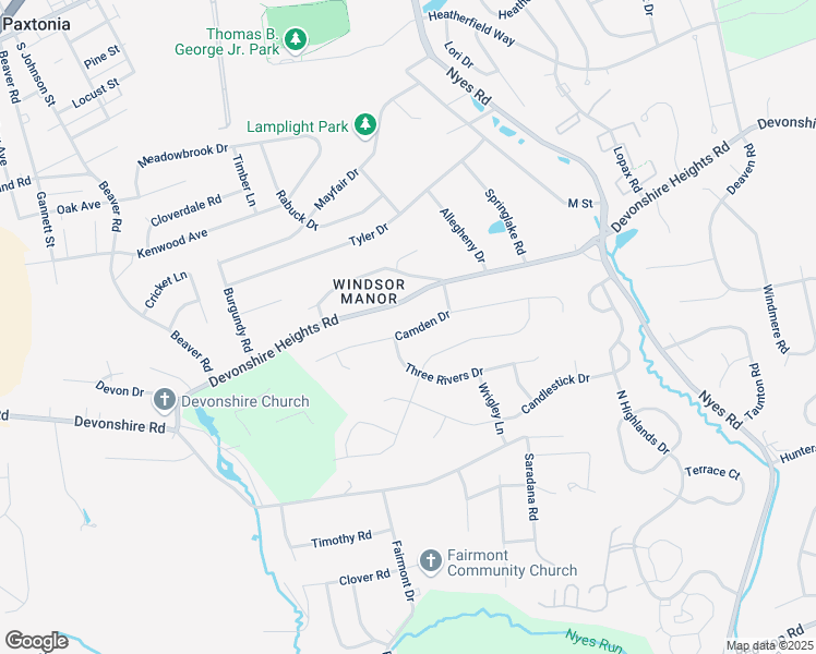 map of restaurants, bars, coffee shops, grocery stores, and more near 5986 Camden Drive in Harrisburg