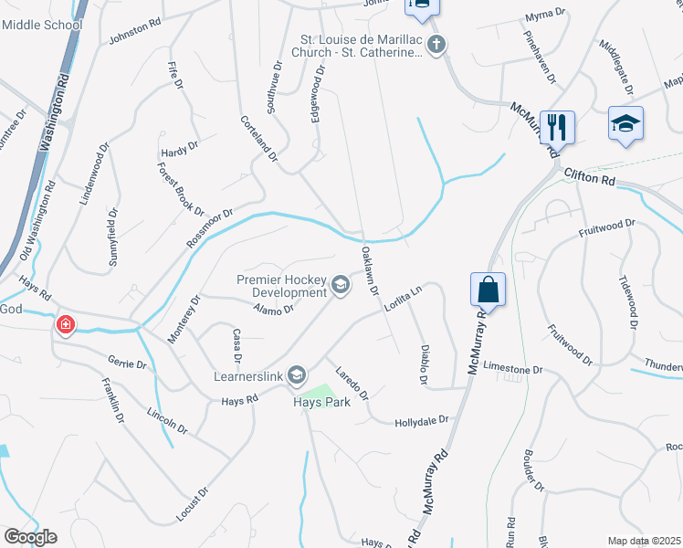 map of restaurants, bars, coffee shops, grocery stores, and more near 399 Carmell Dr in Pittsburgh