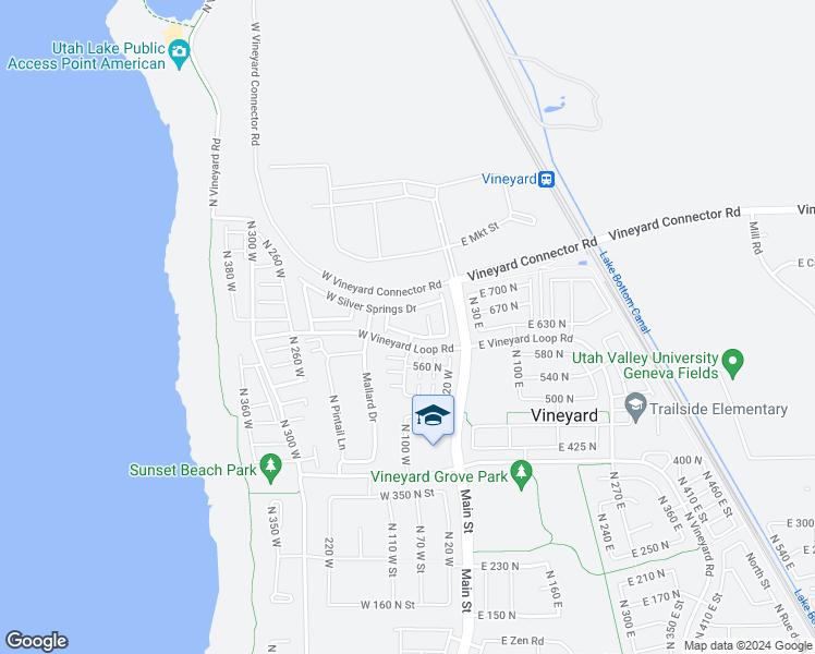 map of restaurants, bars, coffee shops, grocery stores, and more near 97 West Seasons Drive in Vineyard