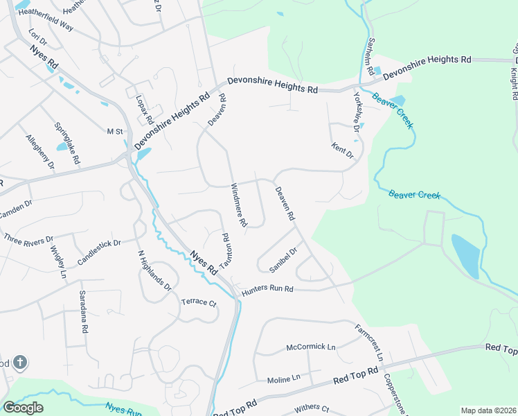 map of restaurants, bars, coffee shops, grocery stores, and more near 6546 Windmere Road in Harrisburg