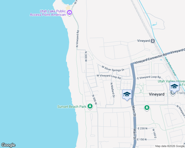 map of restaurants, bars, coffee shops, grocery stores, and more near 268 West Vineyard Loop Road in Orem