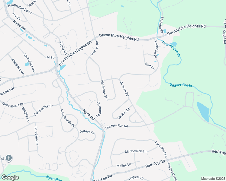 map of restaurants, bars, coffee shops, grocery stores, and more near 6546 Windmere Road in Harrisburg