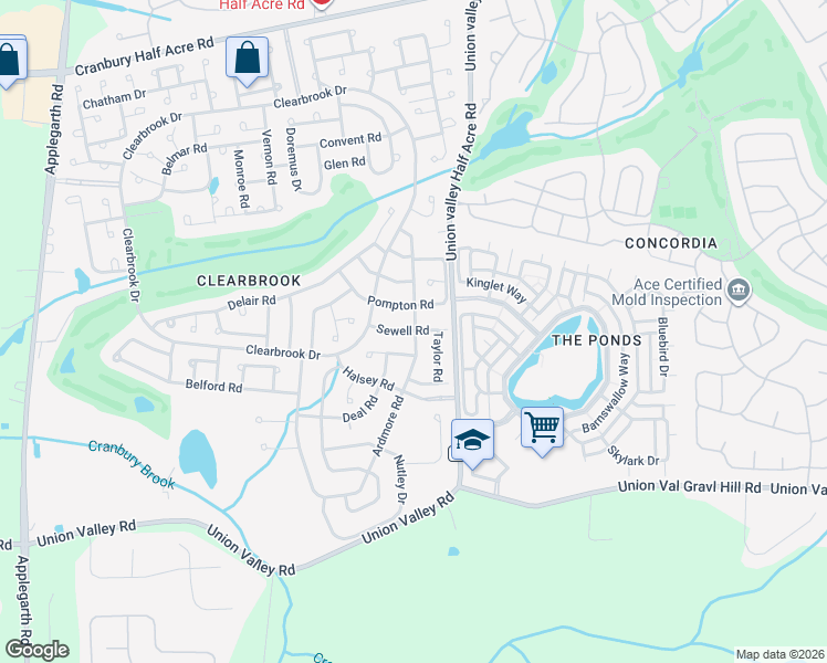 map of restaurants, bars, coffee shops, grocery stores, and more near 812A Sewell Road in Monroe Township