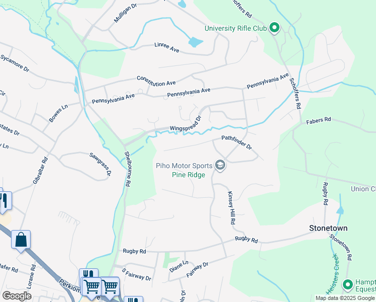 map of restaurants, bars, coffee shops, grocery stores, and more near 260 Pathfinder Drive in Birdsboro