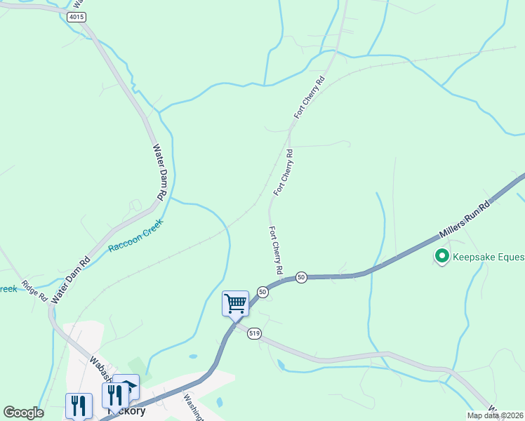 map of restaurants, bars, coffee shops, grocery stores, and more near 443 Fort Cherry Road in McDonald