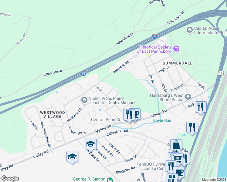 map of restaurants, bars, coffee shops, grocery stores, and more near 604 Ash Street in Enola