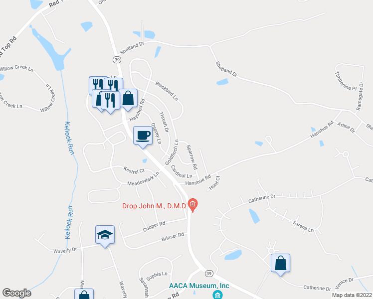 map of restaurants, bars, coffee shops, grocery stores, and more near 125 Sparrow Road in Hummelstown