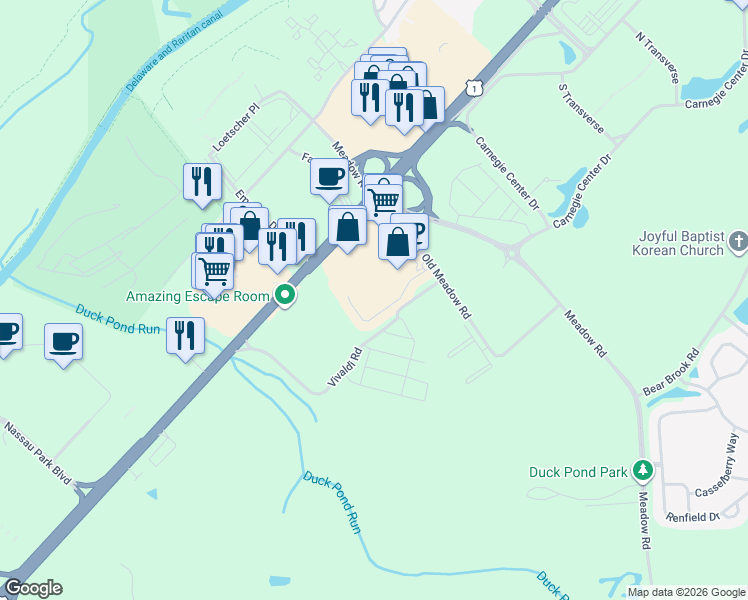 map of restaurants, bars, coffee shops, grocery stores, and more near 3518 U.S. 1 in Princeton