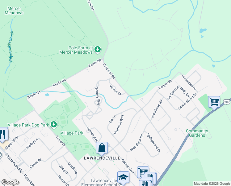 map of restaurants, bars, coffee shops, grocery stores, and more near 23 Quince Court in Trenton