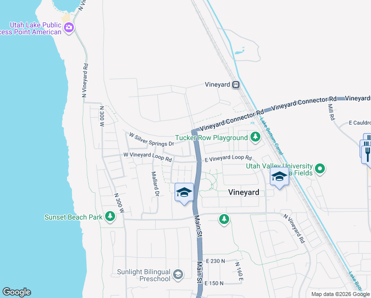 map of restaurants, bars, coffee shops, grocery stores, and more near 27 West Seasons Drive in Vineyard