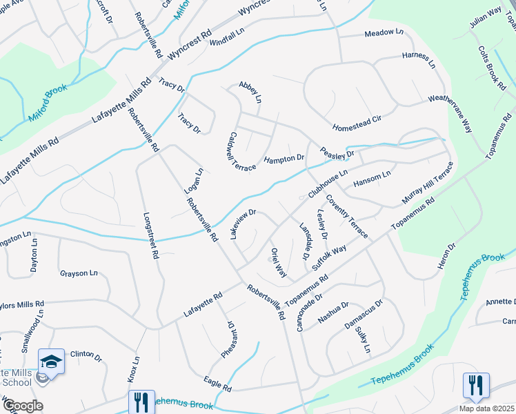 map of restaurants, bars, coffee shops, grocery stores, and more near 41 Lakeview Drive in Marlboro