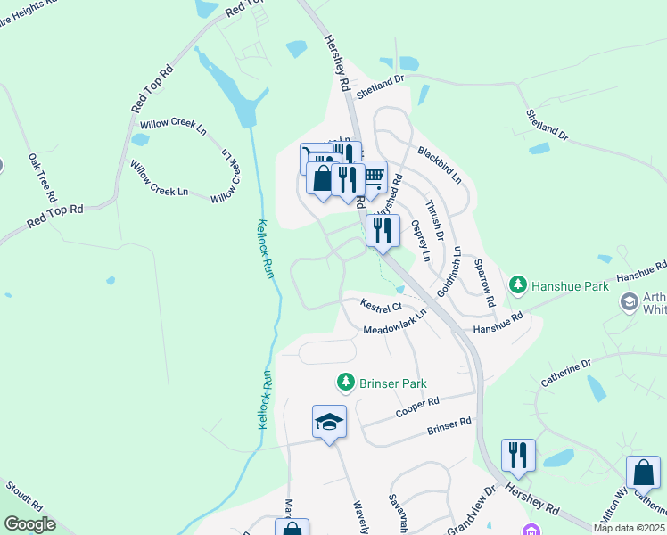 map of restaurants, bars, coffee shops, grocery stores, and more near 106 Martin Court in Hummelstown