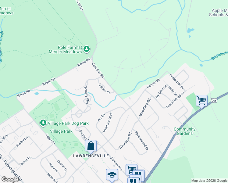 map of restaurants, bars, coffee shops, grocery stores, and more near 141 Quince Court in Lawrence Township
