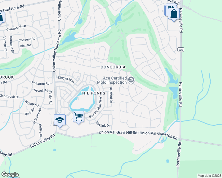 map of restaurants, bars, coffee shops, grocery stores, and more near 449 Bluebird Drive in Monroe Township
