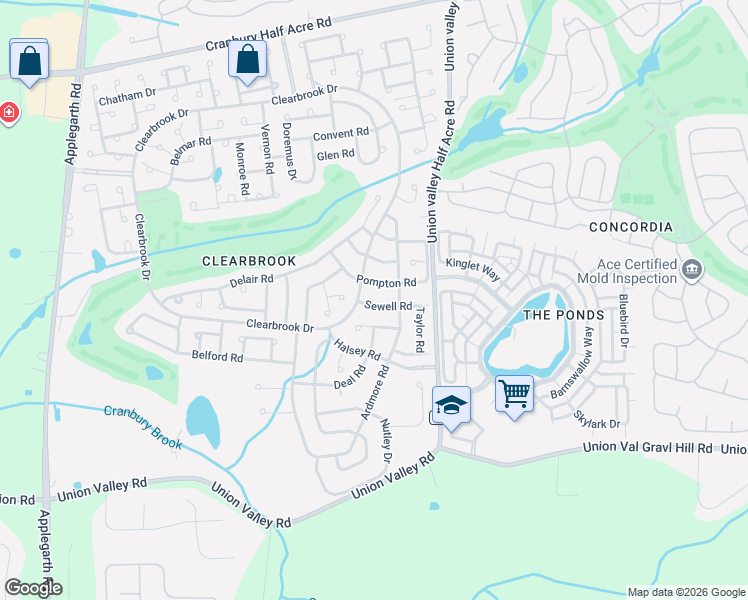map of restaurants, bars, coffee shops, grocery stores, and more near 812A Sewell Road in Monroe Township