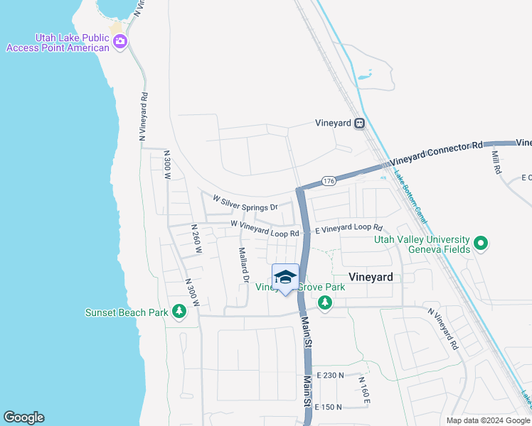 map of restaurants, bars, coffee shops, grocery stores, and more near 97 West Seasons Drive in Vineyard