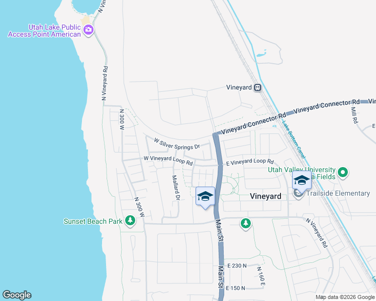 map of restaurants, bars, coffee shops, grocery stores, and more near 109 West Silver Springs Drive in Vineyard