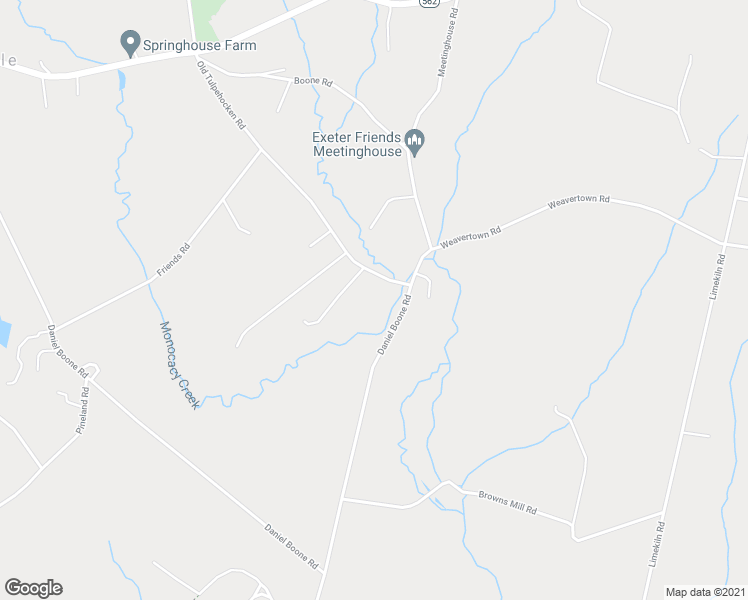 map of restaurants, bars, coffee shops, grocery stores, and more near 1050 Daniel Boone Road in Birdsboro
