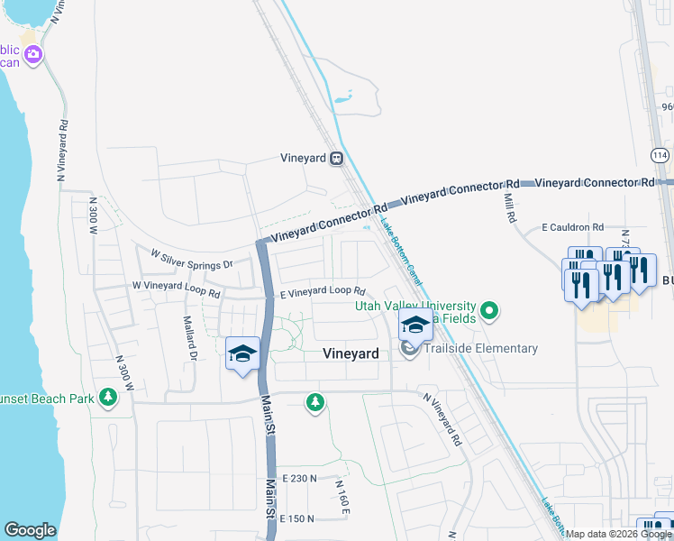 map of restaurants, bars, coffee shops, grocery stores, and more near 643 North 160 East in Orem
