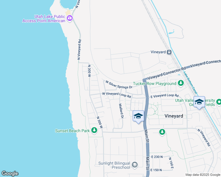 map of restaurants, bars, coffee shops, grocery stores, and more near 214 Whitewater Drive in Vineyard