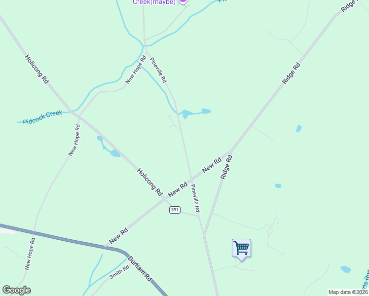 map of restaurants, bars, coffee shops, grocery stores, and more near 5138 New Road in New Hope