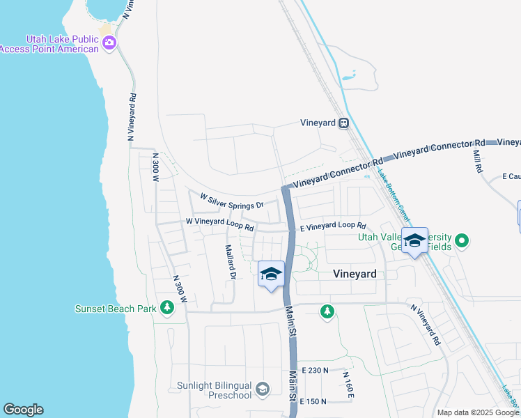 map of restaurants, bars, coffee shops, grocery stores, and more near 67 West Silver Springs Drive in Vineyard