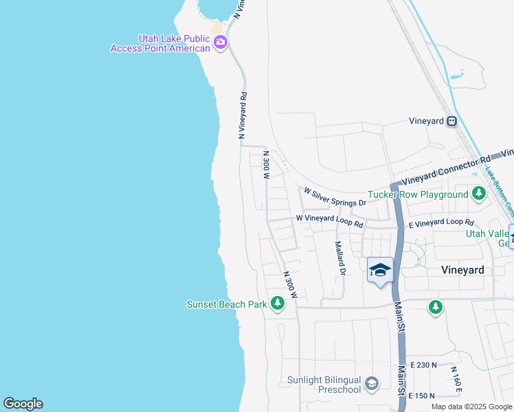map of restaurants, bars, coffee shops, grocery stores, and more near 299 W 630 N in Vineyard