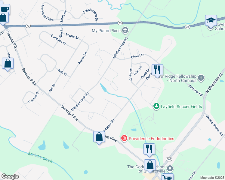 map of restaurants, bars, coffee shops, grocery stores, and more near 139 Fawn Drive in Gilbertsville