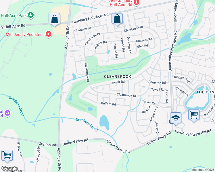 map of restaurants, bars, coffee shops, grocery stores, and more near 491A Delair Road in Monroe Township