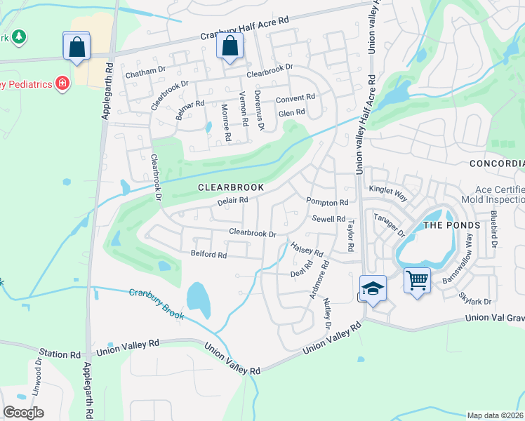 map of restaurants, bars, coffee shops, grocery stores, and more near 709B Delair Road in Monroe Township